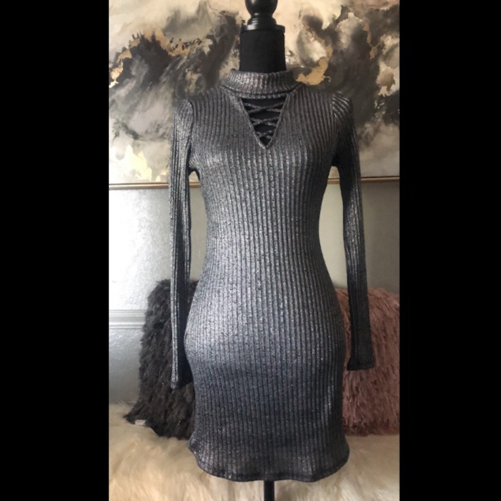 Material Girl silver metallic dress